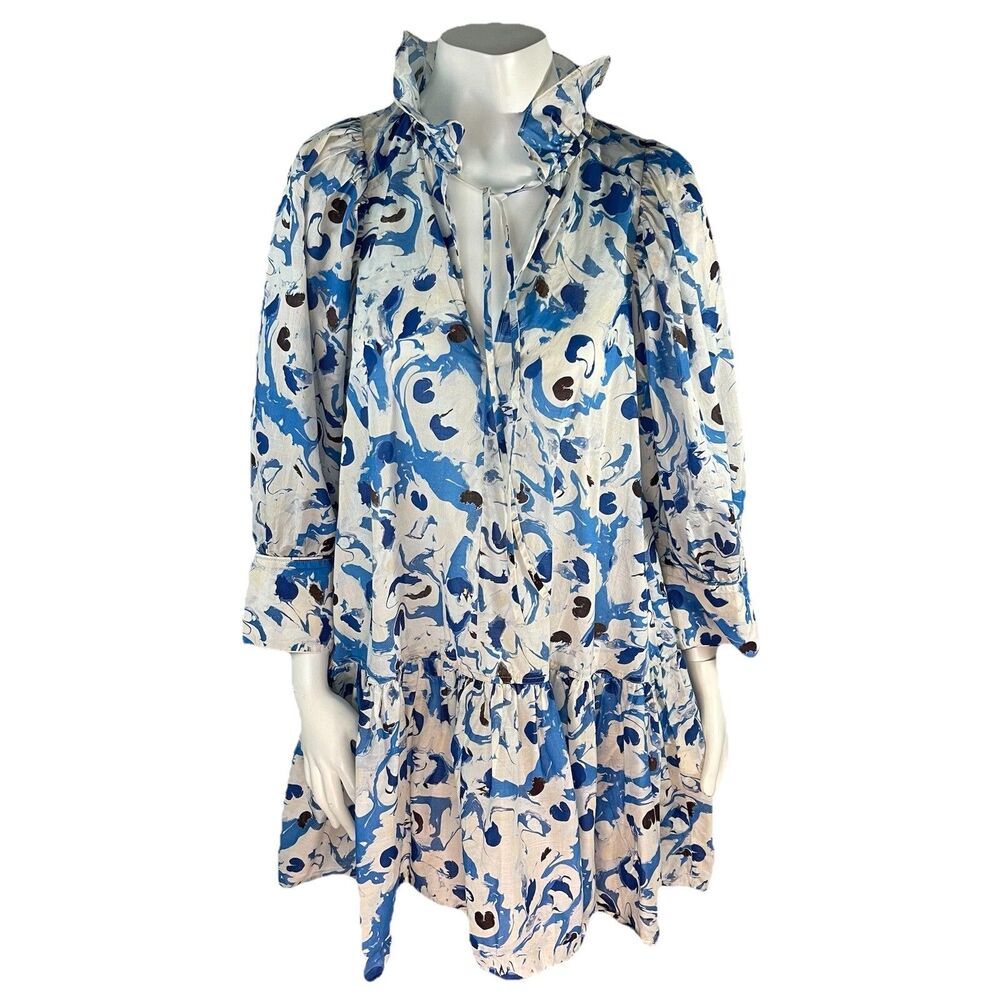 H&M Conscious Exclusive Organic Cotton Babydoll Dress Ruffles XS Resort Summer - Picture 2 of 16